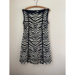 J Crew Linen Zebra Print Sleeveless A-Line Dress Vacation Lux Boho Palm Springs